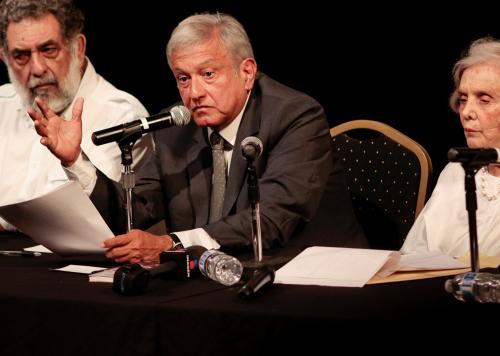 Mexico's presidential candidate Andres Manuel Lopez Obrador attends a book signing session in Los Angeles, California, U.S. August 29, 2017. REUTERS/Kyle Grillot