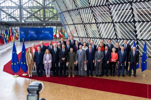 Family photo of the European Union Leaders as they pose during the European Council summit. A meeting of the EU heads of states.