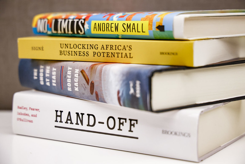 Stack of Brookings books. Photo credit: Madeleine Walshak