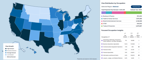 Screengrab from the national view of the Visa Outlook Explorer